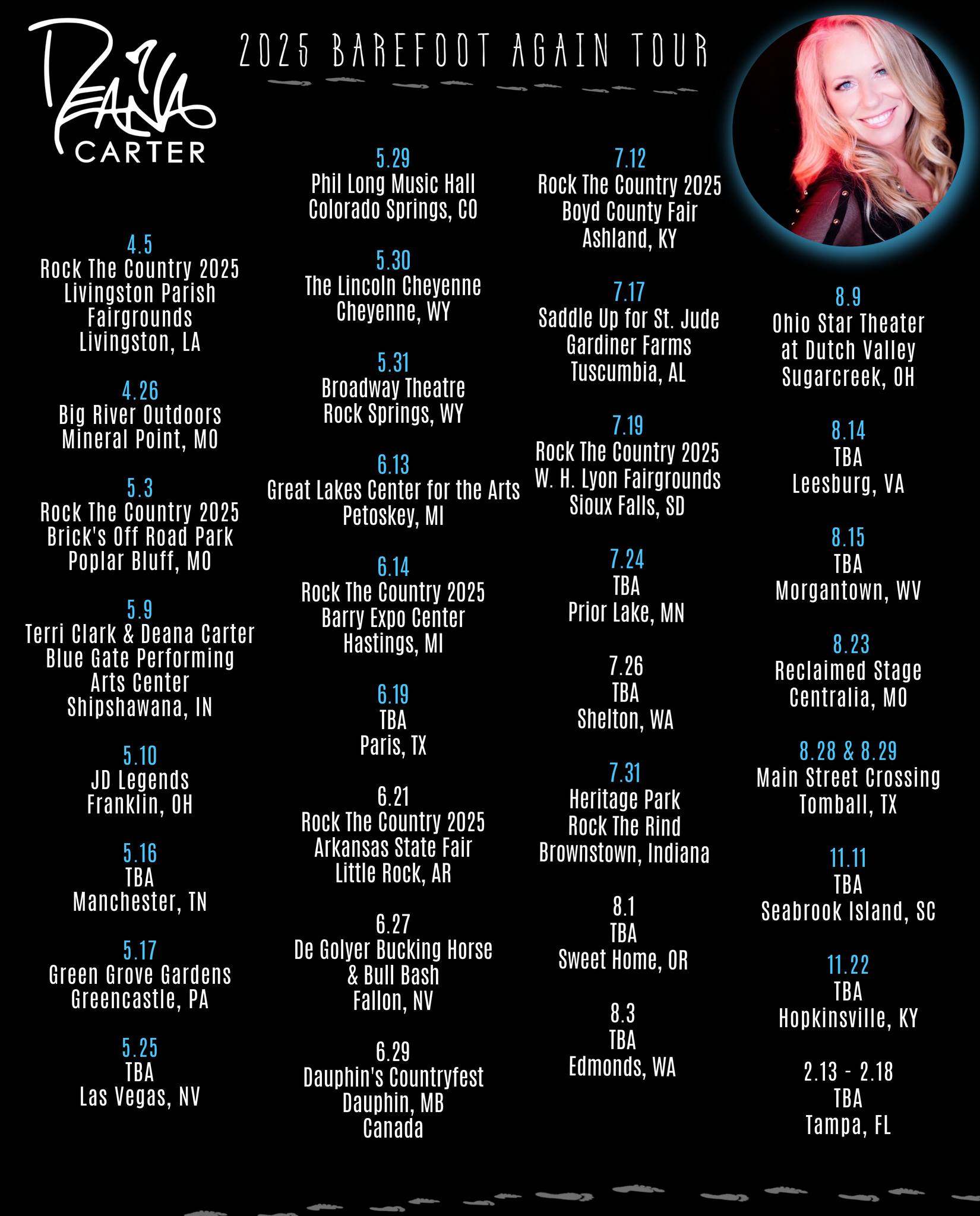 Deana Carter Rock The Country Tour Poster 2025